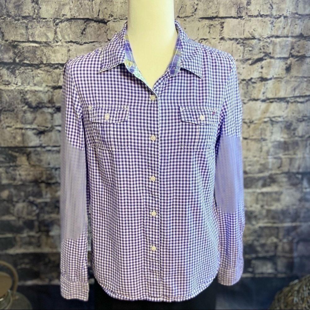 𝅺tommy Hilfiger Women’s Gingham Button Down M
